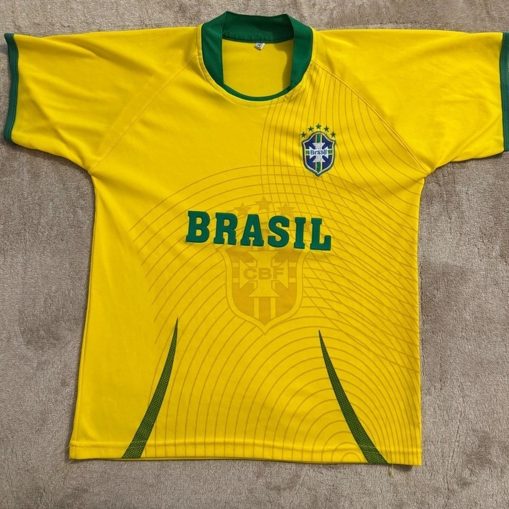 Brasil Soccer Jersey Kids Yellow Green CBF National Team Football Shirt Size 14